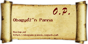 Obagyán Panna névjegykártya